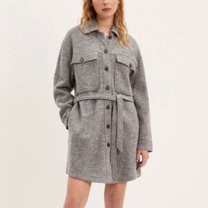 Frank & Oak Grey The Shacket Grey Wool Shacket Jacket Coat SZ M NWT